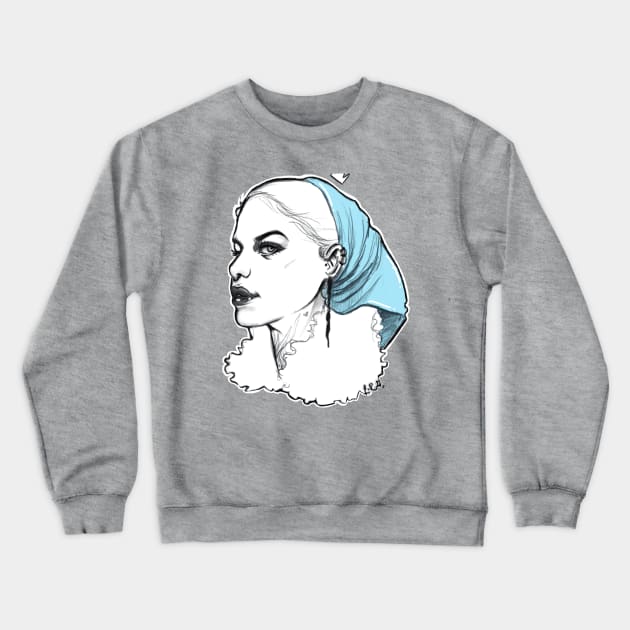 Head Scarf Girl Crewneck Sweatshirt by R.Gray Illustrations 